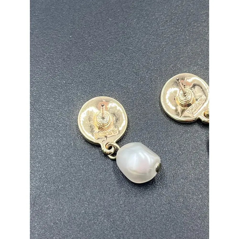 J. Crew White Faux Pearl Dangle Gold Tone Earrings‎
